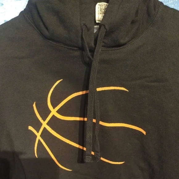 Black Hoodie with Orange Basketball Design - Picture 10 of 10